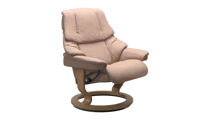 Stressless Reno with Classic Base in Clover Light Burgundy Fabric